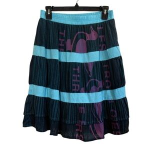 Custo Barcelona Teal and Purple Y2K Inspired A-Line Mini Skirt sz M